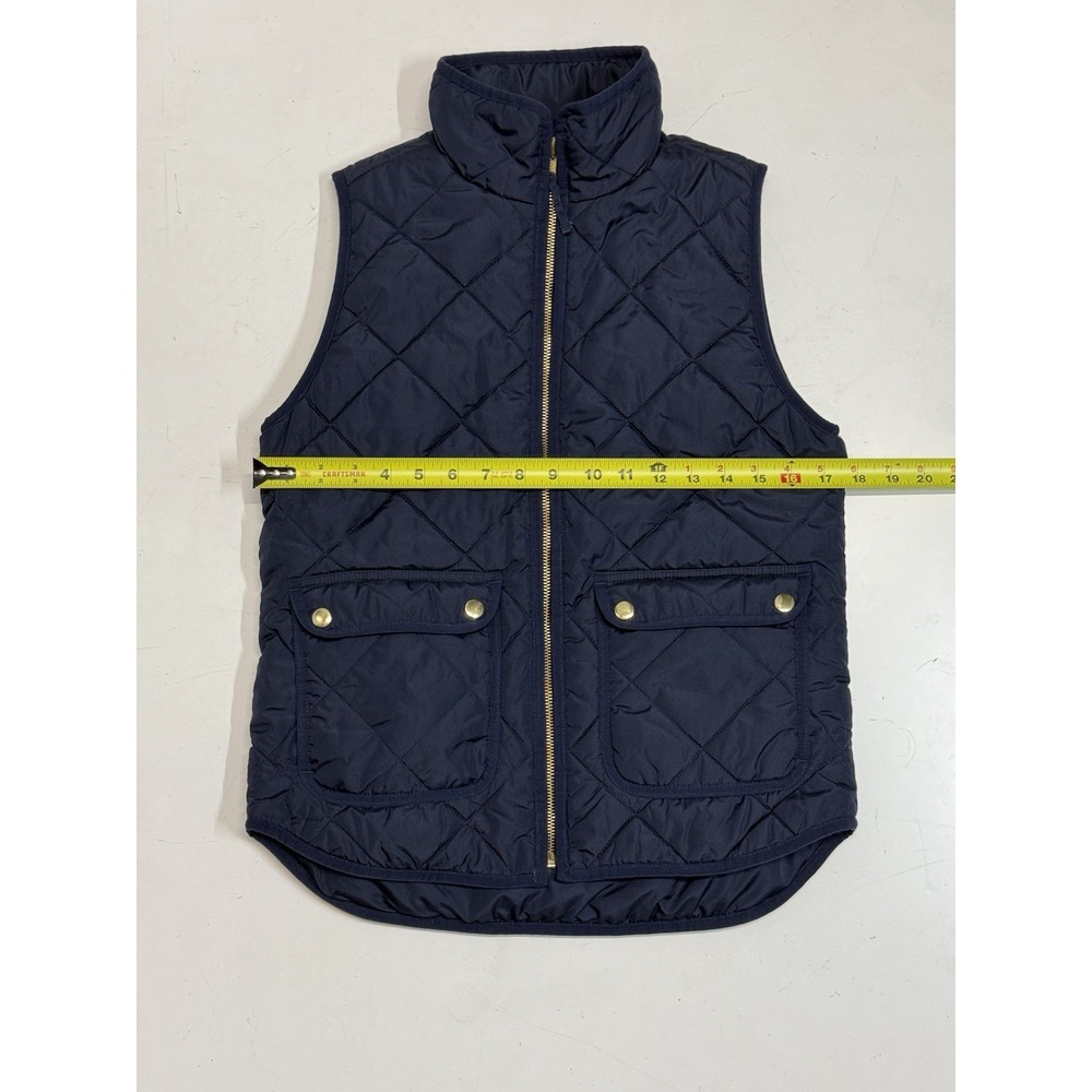 J Crew Women's XS Excursion Puffer Vest Jacket Blue Full Zip Quilted AC640‎